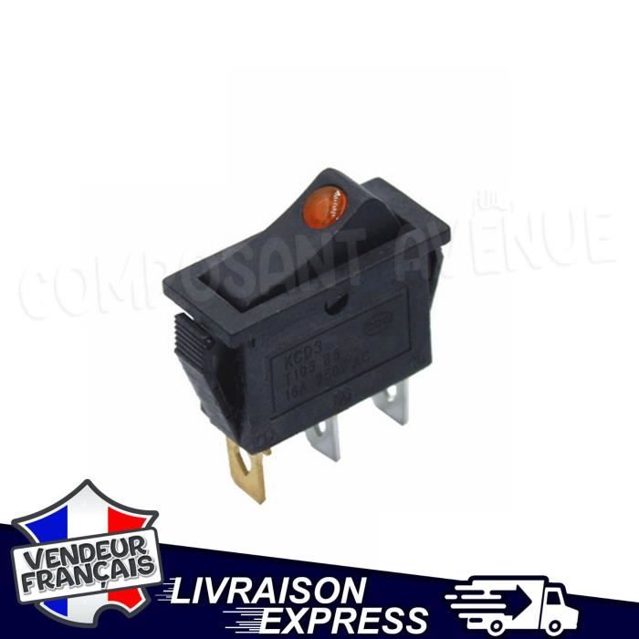 Interrupteur à Bascule 2 Positions 3 Broches 12V - Noir, Rectangulaire, Neuf