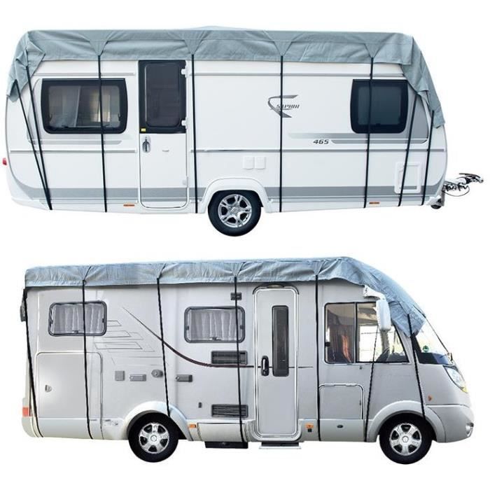 Bâche De Toit Camping-car 8,5 X 3 M - Tissu Oxford 210D Imperméable, Protection UV, Avec Sangles Coupe-vent