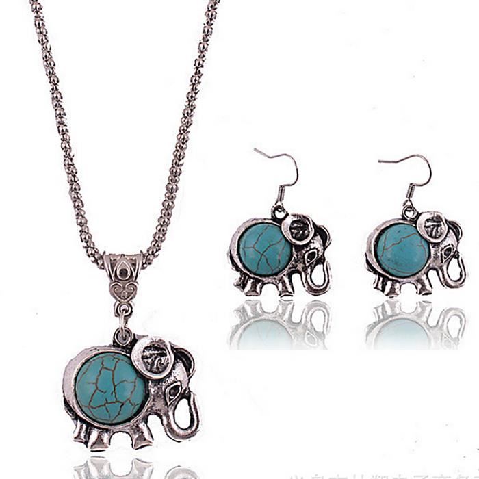 Parure pendentif boucles d'oreilles bleues - Parure Fantaisie