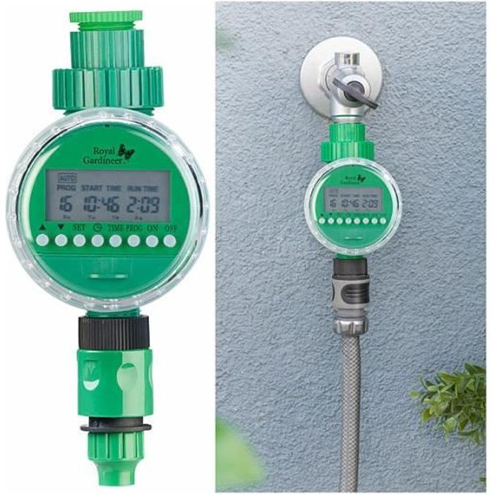Programmateur darrosage électronique - Royal Gardineer - BWC-130 - 16 programmes - écran LCD
