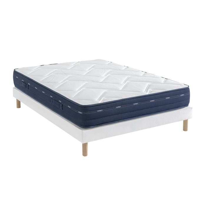 Ensemble matelas ressorts et mémoire de forme sommier Lune et pieds Rêve 500 - SOMEO 160x190 - Blanc - Garantie 7 ans - Someo Ensemble matelas ressorts et mémoire de forme sommier Lune et pieds Rêve 500 - SOMEO 160x190 - Blanc - Garantie 7 ans - Someo