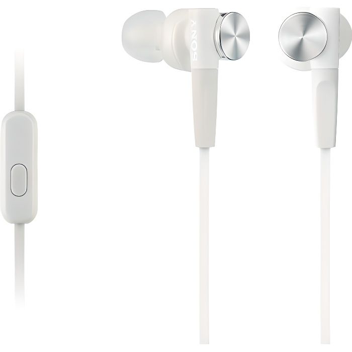 Sony MDR-XB50AP Blanc - Écouteurs intra-auriculaires avec télécommande et micro (ref : MDRXB50APW.CE7)