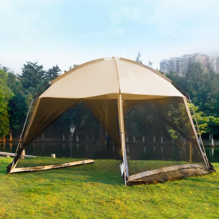 Tonnelle De Jardin JUMMICO 3,24x3,24 M Pliante - Toit Double, Moustiquaire, UV50+, Housse à Roulettes, Résistante Vent/pluie - 4