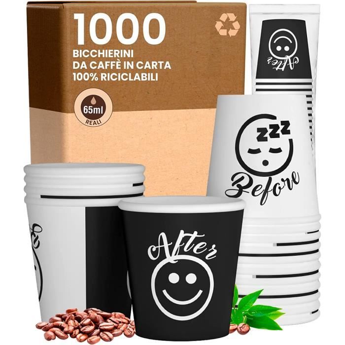 200 Verres à Café En Papier 65 Ml - Biodégradables - Ø 50 Mm - Pour Expresso