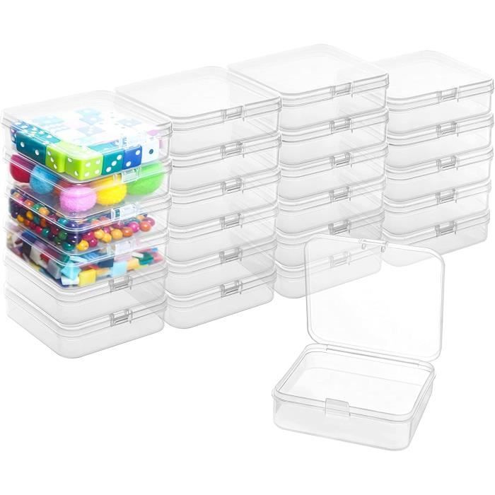 Mini Boîtes De Rangement - Lot De 60 - 4.5x4.5x2cm - Transparentes Avec Couvercle - Pour Bijoux, DIY
