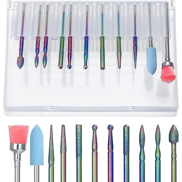 Embout Ponceuse Ongles, 14pcs Céramique Ensemble Foret à Ongles Outils