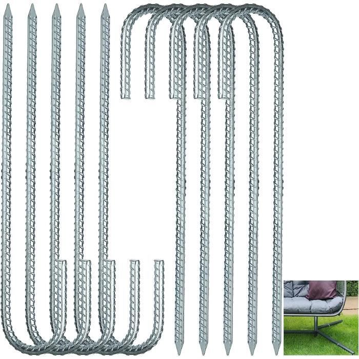 10 Piquets De Tente En Acier Galvanisé - 20,5 Cm, Filetage Hélicoïdal - Pour Tentes, Bâches, Auvents - Avec Extracteur