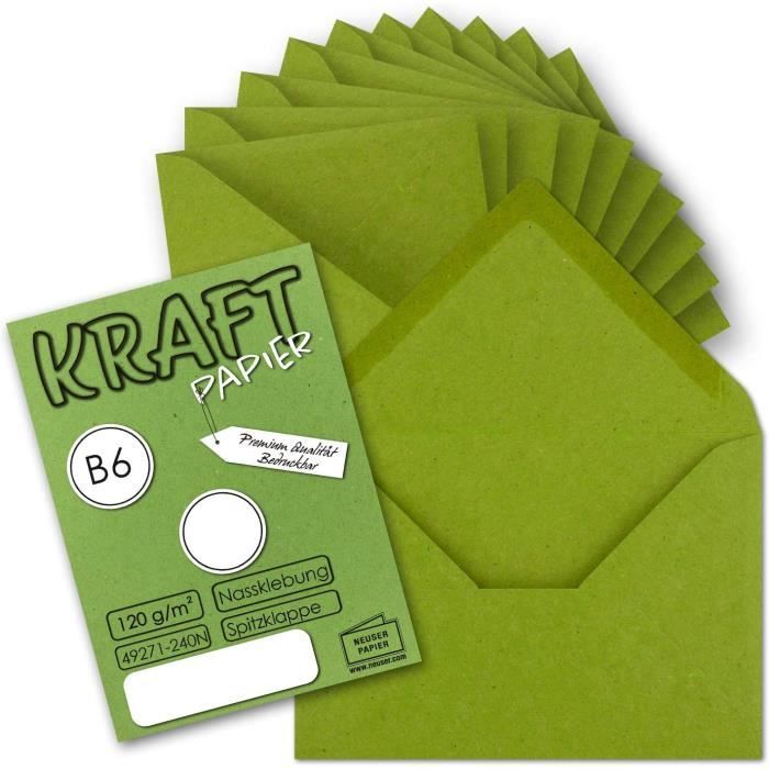 Gustav Neuser Enveloppen, 200 x vintage enveloppen met kartelsnede, natuurlijk wit, elegante zakjes, DIN C5, 162 x 229 mm, 16,2 x 22,9 cm, imitatie pootjes, natte plakrand