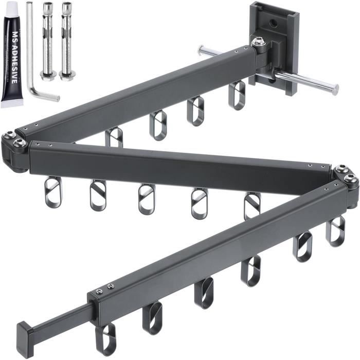 Étendoir À Linge Mural - 80-100 Cm - Pliable Et Rétractable - Pour Intérieur Ou Extérieur (Blanc