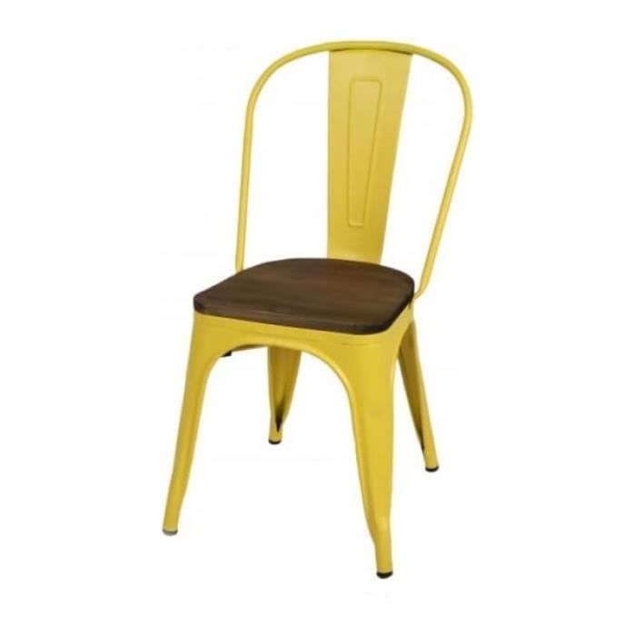 chaises - lot de 4 chaises en métal "liv" - jaune mate - l 36 x l 45 x h 84 cm
