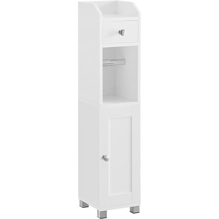 colonne - armoire de salle de bain vasagle - blanc - support pour papiers toilettes - 20 x 18 x 76,7 cm