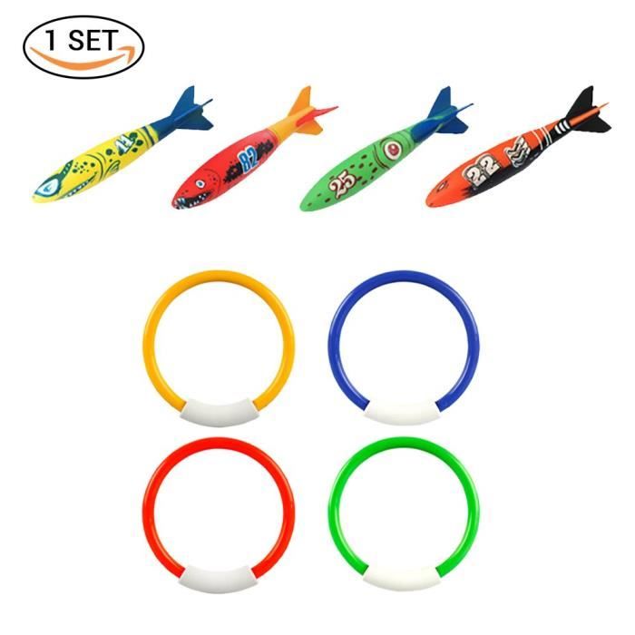 Jouets De Plongée Piscine - 2 Anneaux Réglables 2,5 M - Entraînement Natation, Jeux Aquatiques Enfants