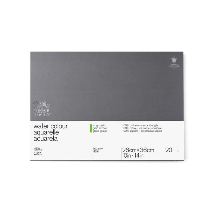 WINSOR & NEWTON Papier aquarelle professionnel Bloc 300g/m² grain torchon 25.4x35.6cm