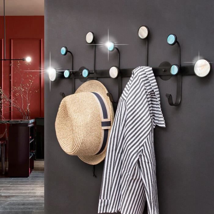 Porte-manteau mural en bois avec crochets pour couloir et salon, décoration  murale moderne, style minimaliste (foncé)
