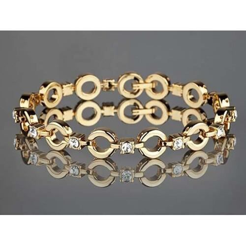 BRACELET PLAQUÉ OR YVES CAMANI AVEC 12 PIERRES SWAROVSKI. 5003 LG