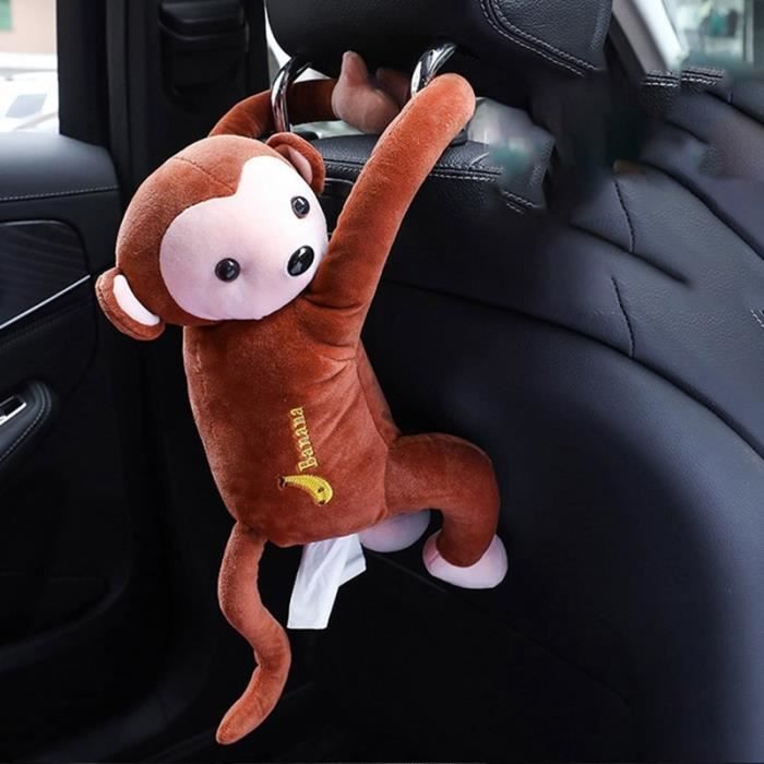 Porte-mouchoirs En Peluche Forme Singe Pour Voiture - Distributeur De Papier Accroche Dossier, Décoration Mignonne