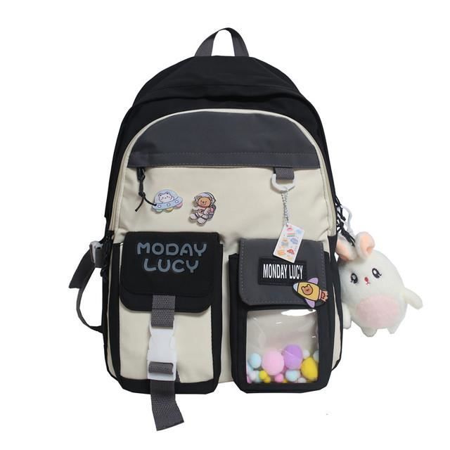 Sac à Bandoulière Harajuku Pour Femme - Taille 33x24x11 Cm, En Nylon, Poches à Fermeture Éclair, Style Kawaii