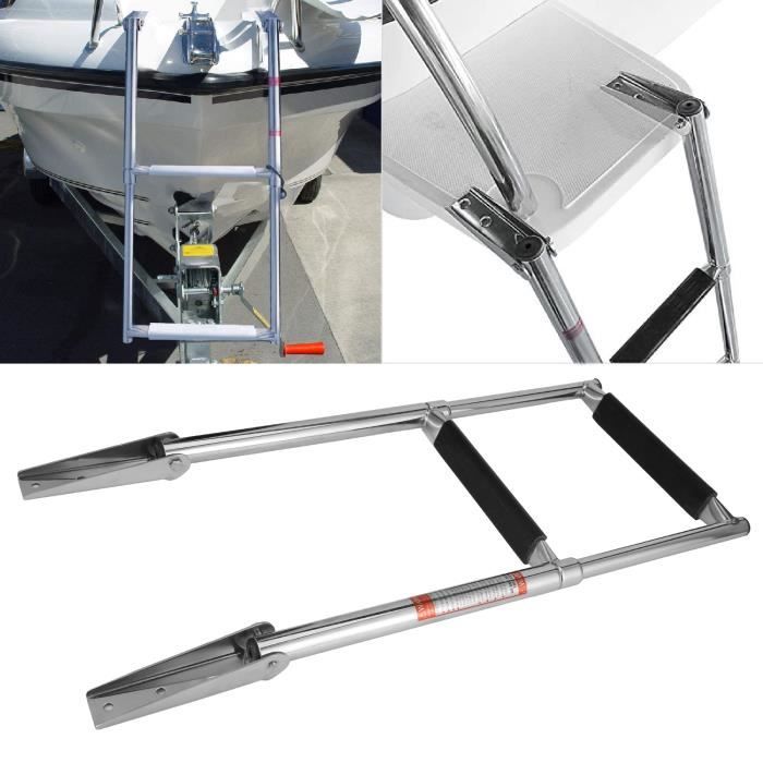 Échelle de bateau pliante et télescopique en acier inoxydable pour ponton, bateau et plateforme supérieure