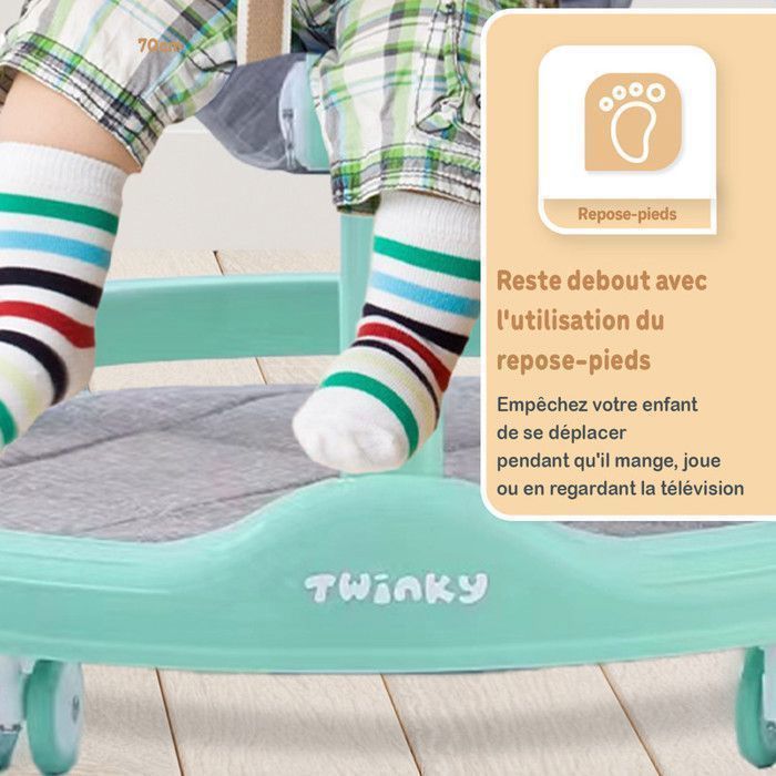 Twinky Trotteur Bébé Avec Tapis De Sol Et Jeux - Aide à La Marche Réglable 4 Positions - Rose