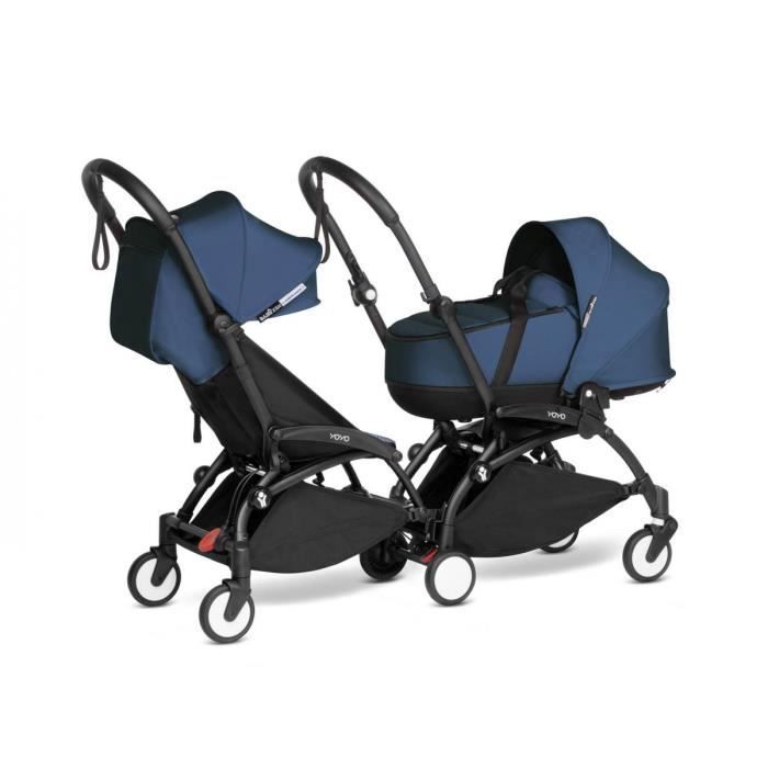 Babyzen Poussette double YOYO 2 cadres noir nacelle et 6 bleu