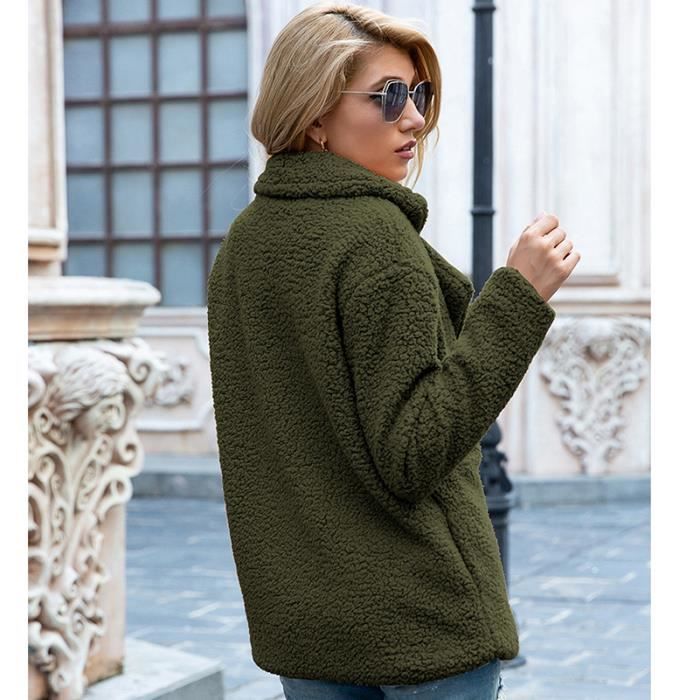 Manteau En Fausse Fourrure Polaire Sweats Cardigan Femme Automne