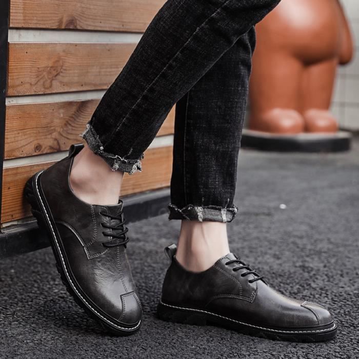 Basket homme MR Haut qualite Confortable Poids Leger Cuir microfibre Semelle en caoutchouc Gris Cdiscount Chaussures