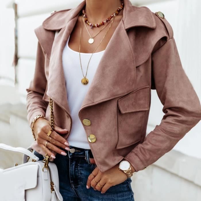 Veste En Cuir Femme Femmes Mode Court Faux Veste En Cuir Chic