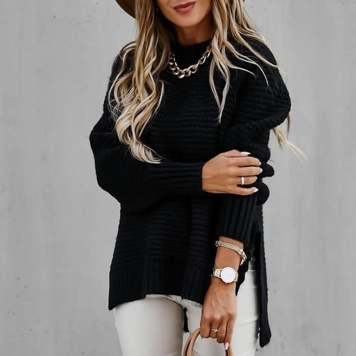 Pull noir discount femme grosse maille