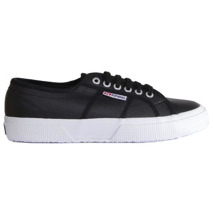 Baskets en cuir lacets pour femmes Superga 2750 EFGLU Noir