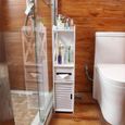 Armoire de Rangement TEMPSA - Meuble Toilette Etagère à Persiennes - Blanc - 20x15x80cm-2