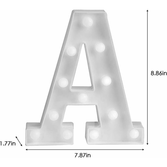 Lettre Lumineuse LED Néon - Lettre F Blanche - Alimentation Piles Ou USB - Décoration Chambre, Bar, Mariage - 22 Cm De Hauteur - 5