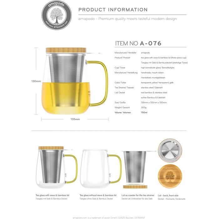 Mug avec passoire - Mon thé préféré aux fruits 420 ml