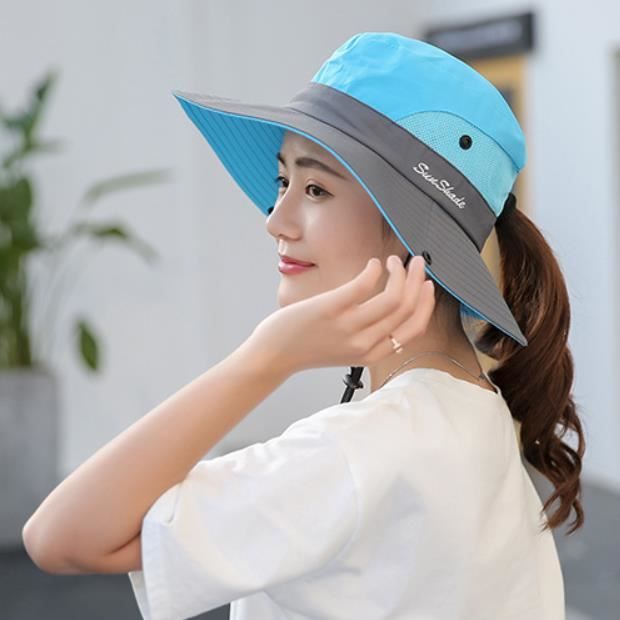 Chapeau De Soleil Pliable Pour Femme - Large Bord 11.5cm - Protection UV 50+ - Avec Mentonnière - Pour Plage, Jardinage - 12