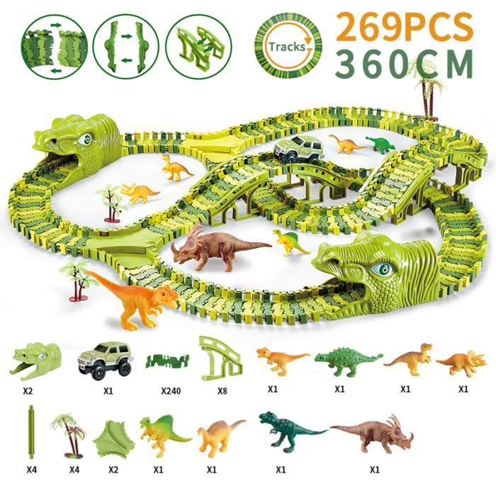 GIANTEX Circuit Voiture Dinosaure pour Enfant, 240 Pièces Piste