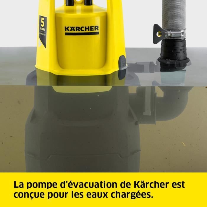 Pompe D'évacuation Eau Kärcher SP1 Dirt - 250W, 5500 L/h, Pour Eaux Chargées, Max 20mm