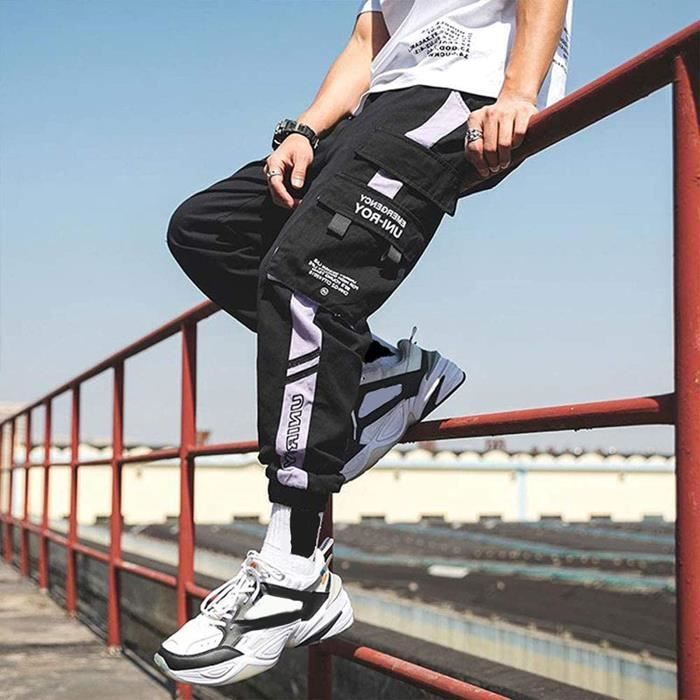 Pantalon Cargo Hommes Harajuku Mode Japonaise Jogging Militaire Course  Streetwear Homme Sports Suit Pantalon de Survêtement Hip Hop Punk