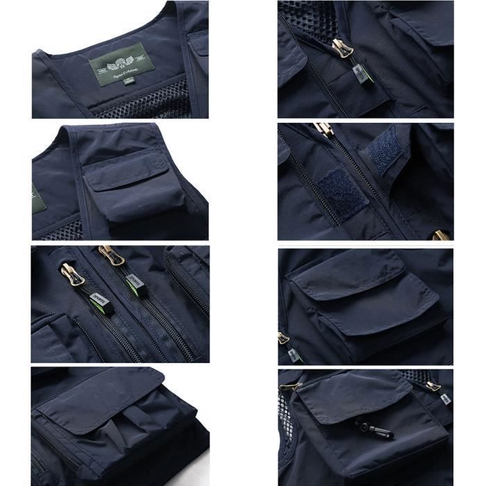 Gilet multi-poches en tissu Oxford, vêtements de pêche à la mouche en