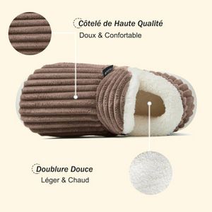 Pantoufle Femme Chaussons D'hiver – Bout Ouvert, Doublure Peluche, Souples Et Légères Pour L'intérieur (lavables En Machine)
