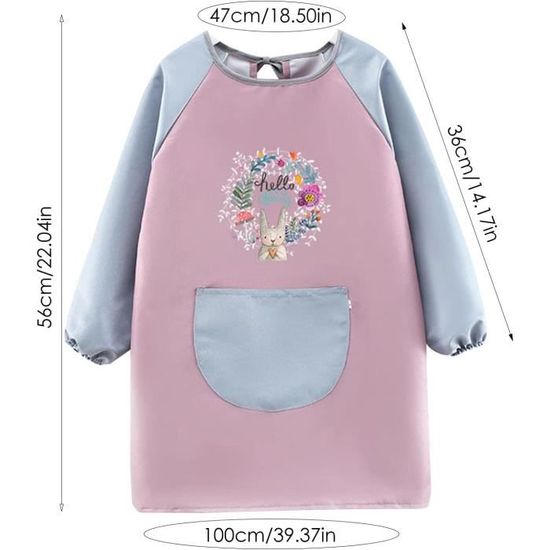 Tablier De Peinture Pour Enfant – Manches Longues, Imperméable, 3 Poches, Fermeture, 6-12 Ans