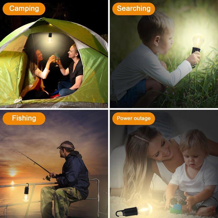 Lot De 3 Lampes De Camping LED Rechargeables - 7 Modes, Étanches IPX4 - Parfait Rando Et Urgence
