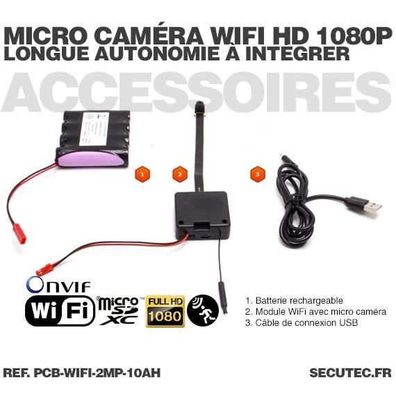 Module micro caméra IP WiFi HD longue autonomie à intégrer 128 Go