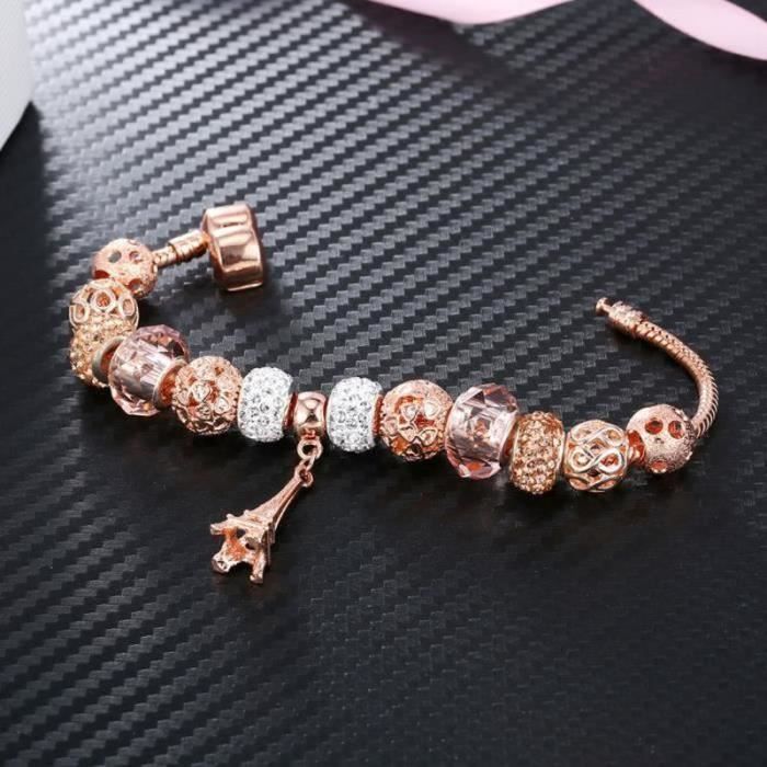 Acheter Mode coréenne fleur blanche violet Bracelet de perles pour les femmes charme perles de cristal élastique réglable Bracelet amitié bijoux