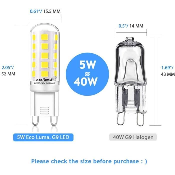 Ampoules LED G9 3W - Économiques Et Sans Scintillement, Blanc Froid 6000K