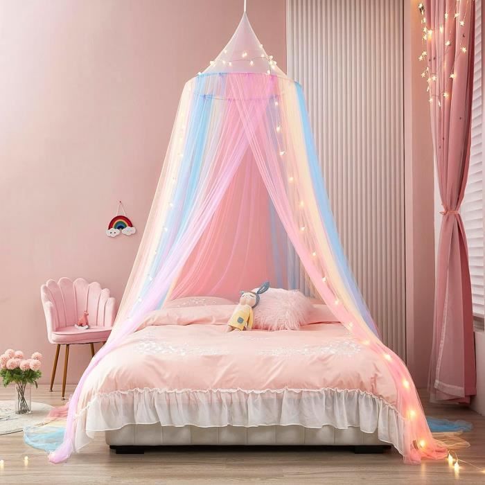 Ciel De Lit Fille - Voile Arc-en-Ciel, 250 Cm, Tente Princesse - Décoration Chambre Enfant, Coin Lecture