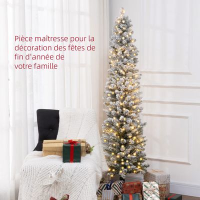 COSTWAY Sapin de Noël Arbre de Noël Artificiel pour Décoration de Noël Matériau PVC avec Pied en Métal Blanc (2.1M