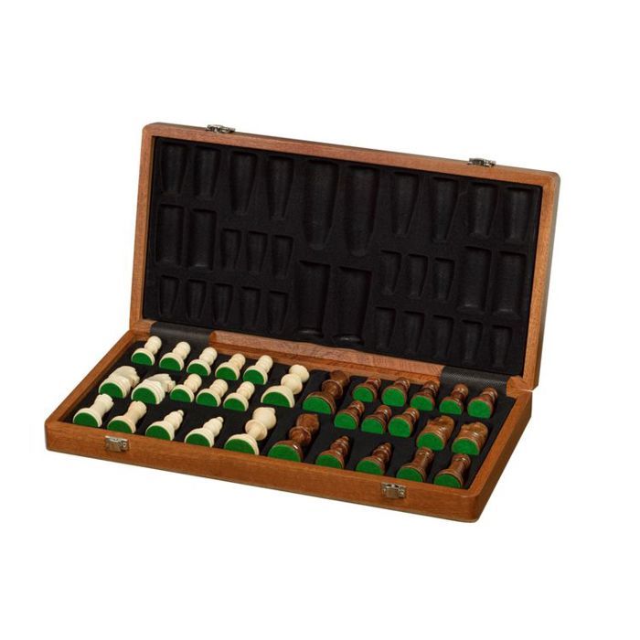 Jeu d'échecs pliant taille 6 bois sycomore/acajou avec pièces STAUNTON Jeu d'échecs pliant taille 6 bois sycomore/acajou avec pièces STAUNTON