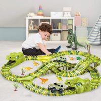 Circuit Voiture Dinosaure Ulikey - 288 Pièces - Piste Course Enfant 3-6 Ans - Jeu Construction Piste Dinosaure Enfant 3-6 Ans