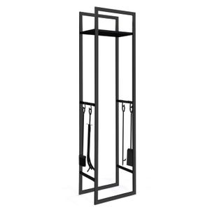 Porte-Bûches Horizontal Detroit Acier Noir - Design Industriel, Plateau Bois, 100x30x50cm