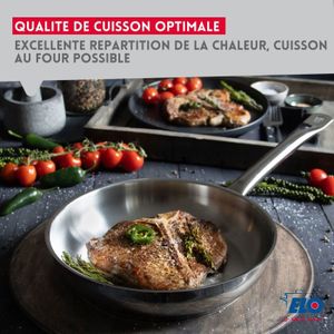 Lot De 3 Poêles Inox Well Home - Diamètres 30, 32, 34 Cm, Sans Antiadhésif, Compatible Induction, Poignée Inox