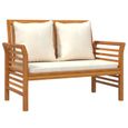 Banc de jardin meuble de patio d exterieur terrasse canape avec coussins blanc creme 120 x 60 x 81 cm bois d acacia soli-0